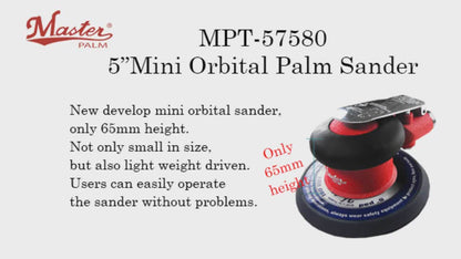 Master Palm 57580 Lijadora orbital de palma de aire de 5 pulgadas, perfecta para lijado de mano rápido y potente con baja altura